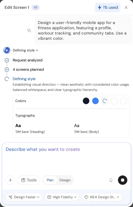 Agent defining colours and typography