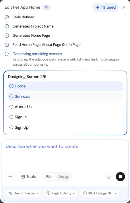 Designing screen 2 of 5