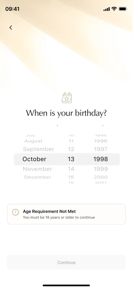Age requirement not met