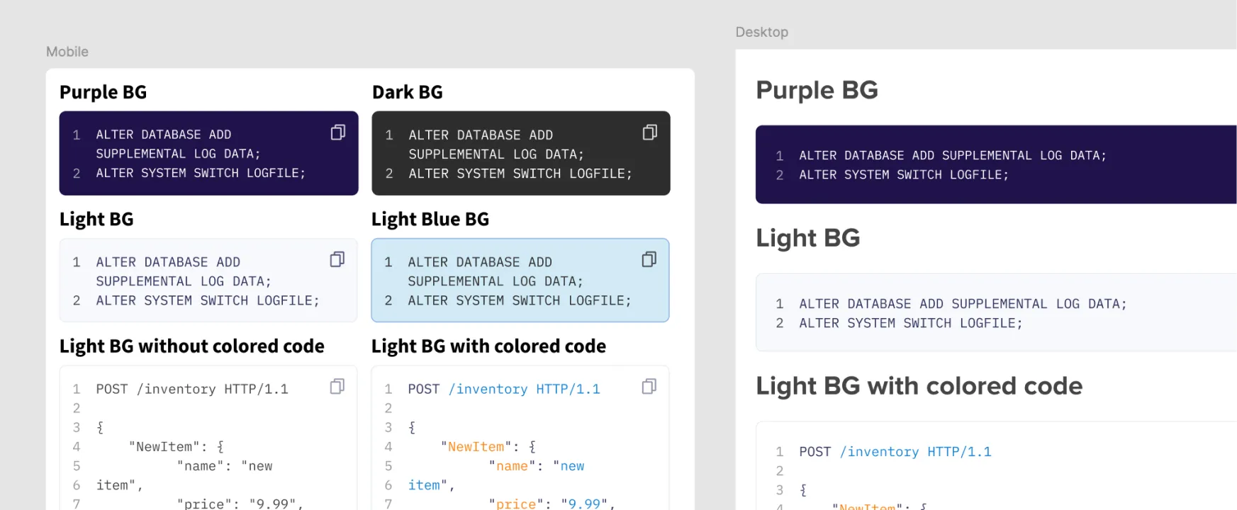 Code block theme options