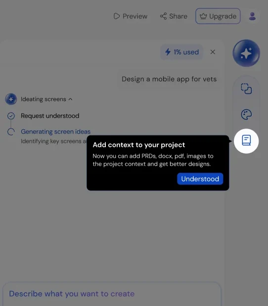Tooltip introducing Add context to your project