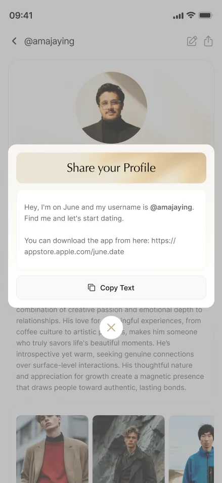 Share your profile with a copyable message